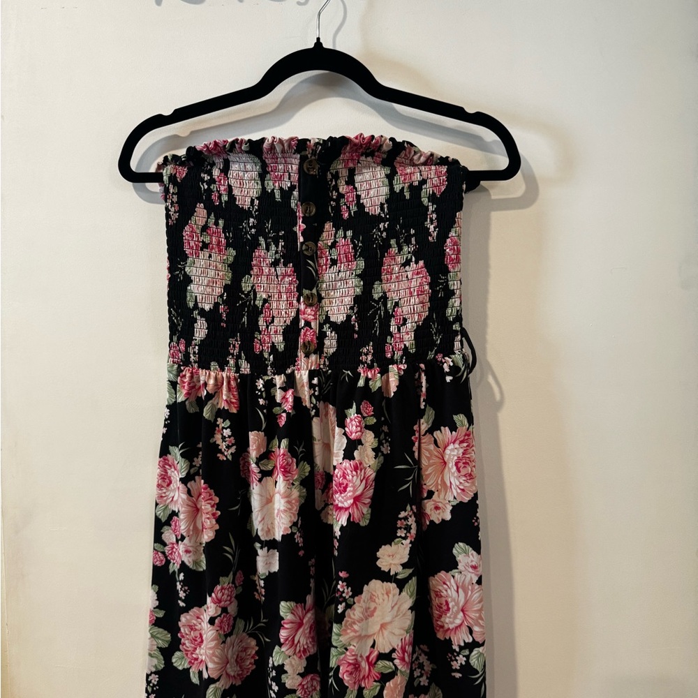 Floral Smocked Strapless Dress